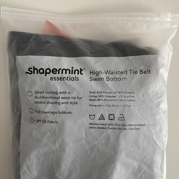 NEW! Shapermint Essentials High-Waisted Tie Belt Swim Bottom NWT - Picture 7 of 9